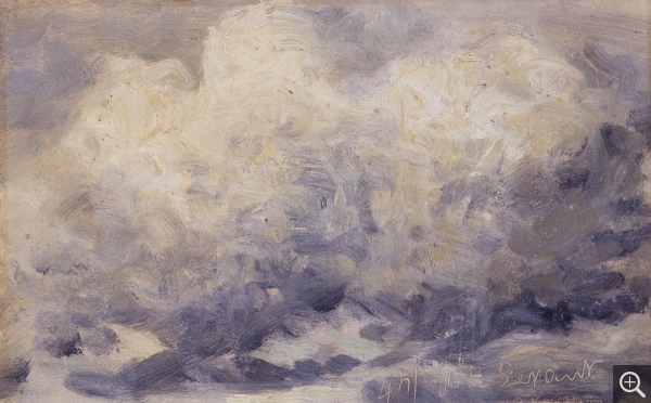 Eugène BOUDIN (1824-1898), Ciel 4 heures, levant, ca. 1848-1853, huile sur papier, 11,5 x 18,5 cm. © MuMa Le Havre / Florian Kleinefenn