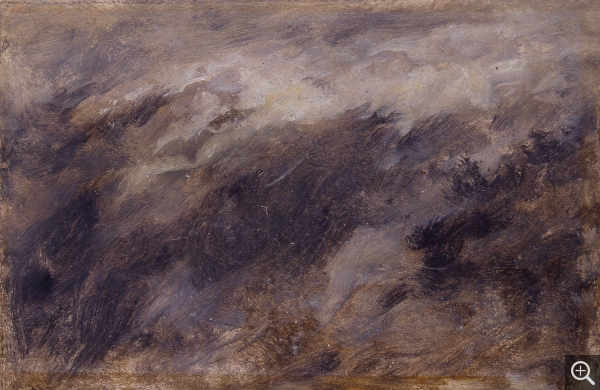 Eugène BOUDIN (1824-1898), Ciel pommelé, ca. 1848-1853, huile sur papier, 9 x 14,5 cm. © MuMa Le Havre / Florian Kleinefenn