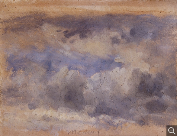 Eugène BOUDIN (1824-1898), Ciel tumultueux, ca. 1848-1853, oil on paper, 10.5 x 14.5 cm. © MuMa Le Havre / Florian Kleinefenn