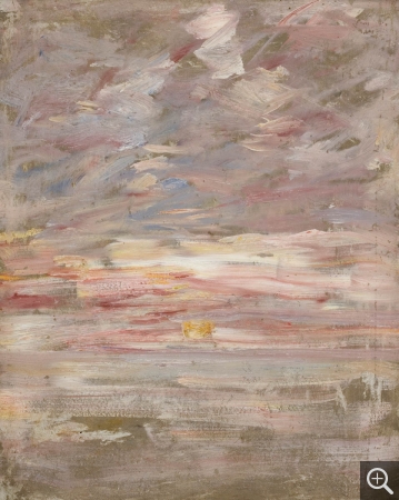 Eugène BOUDIN (1824-1898), Le Couchant, ca. 1888-1895, oil on wood, 27.3 x 21.8 cm. © MuMa Le Havre / Florian Kleinefenn