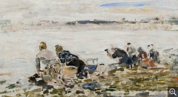 Eugène BOUDIN (1824-1898), Washerwomen, 1881-1889, oil on wood, 17.3 x 31.2 cm. © MuMa Le Havre / Florian Kleinefenn