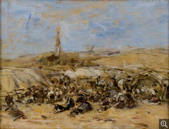 Eugène BOUDIN (1824-1898), Le Pardon de Sainte-Anne-la-Palud. Esquisse , ca. 1858, huile sur bois, 17,5 x 23,2 cm. © MuMa Le Havre / Florian Kleinefenn