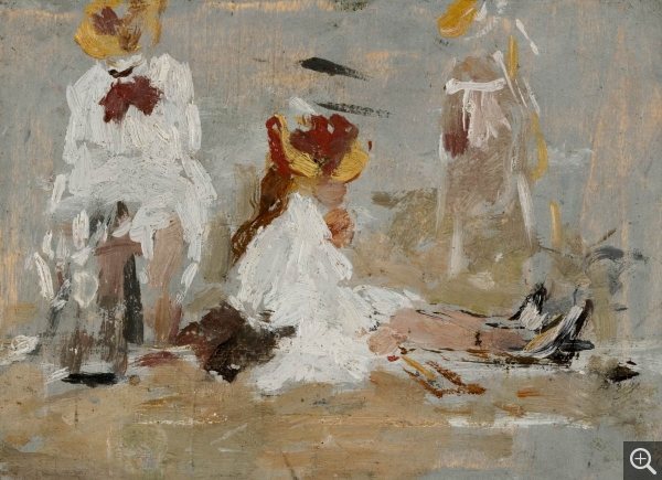 Eugène BOUDIN (1824-1898), Sur la plage, 1890-1895, huile sur bois, 13 x 18 cm. © MuMa Le Havre / Florian Kleinefenn