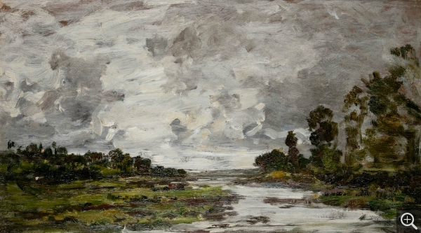Eugène BOUDIN (1824-1898), Rivière en Bretagne, ca. 1871, oil on wood, 26 x 44.8 cm. © MuMa Le Havre / Florian Kleinefenn