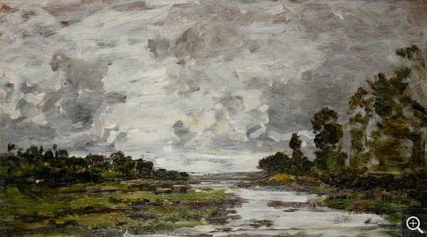 Eugène BOUDIN (1824-1898), Rivière en Bretagne, ca. 1871, oil on wood, 26 x 44.8 cm. © MuMa Le Havre / Florian Kleinefenn