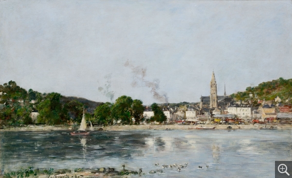 Eugène BOUDIN (1824-1898), Vue de Caudebec-en-Caux, 1889, huile sur toile, 36 x 58 cm. © MuMa Le Havre / Florian Kleinefenn