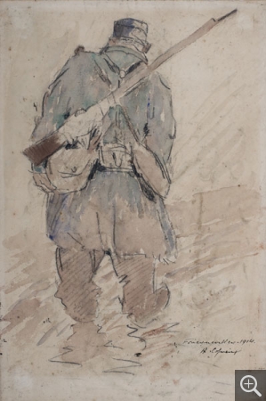 Albert COPIEUX (1885-1956), Foncquevillers (recto), watercolour and pencil on Ingres paper. © MuMa Le Havre / Charles Maslard