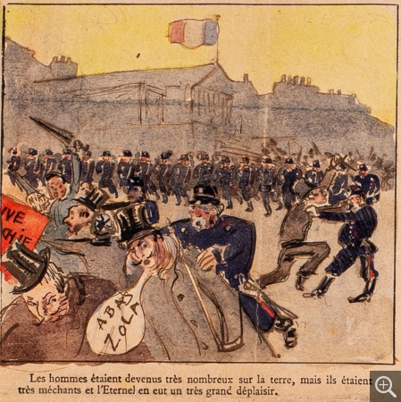Détail 1 : Raoul DUFY, Le Déluge Universel, 1898, Aquarelle sur papier journal, 64.3 x 44.5 cm, Le Havre, Musée d’art moderne André Malraux, don Galerie Guillon-Laffaille. © 2020 MuMa Le Havre / Charles Maslard © ADAGP, Paris 2020