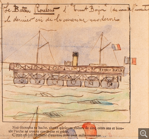 Détail 3 : Raoul DUFY, Le Déluge Universel, 1898, Aquarelle sur papier journal, 64.3 x 44.5 cm, Le Havre, Musée d’art moderne André Malraux, don Galerie Guillon-Laffaille. © 2020 MuMa Le Havre / Charles Maslard © ADAGP, Paris 2020