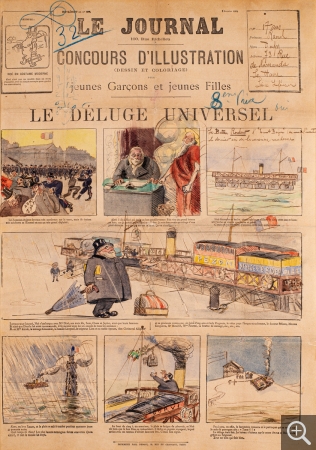 Raoul DUFY (1877-1953), Le Déluge Universel, 1898, aquarelle sur papier journal, 64.3 x 44.5 cm. Le Havre, Musée d’art moderne André Malraux, don Galerie Guillon-Laffaille. © 2020 MuMa Le Havre / Charles Maslard © ADAGP, Paris 2020