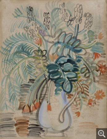 Raoul DUFY (1877-1953), Fleurs dans un vase, vers 1936, aquarelle, 66,5 x 50,8 cm. MuMa musée d'art moderne André Malraux, Le Havre, achat de la ville, 1936. © MuMa Le Havre / Florian Kleinefenn © ADAGP, Paris 2019