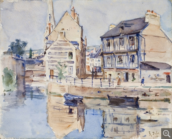 Raoul DUFY (1877-1953), Harfleur, vers 1898, crayon et aquarelle sur papier,  42,5 x 55 cm. MuMa musée d'art moderne André Malraux, Le Havre, don de l'artiste, 1900. © 2005 MuMa Le Havre / Florian Kleinefenn © ADAGP, Paris 2019