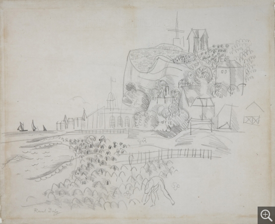 Raoul DUFY (1877-1953), La Plage du Havre, vers 1920, ,  45.6 x 56.1 cm. . © 2005 MuMa Le Havre / Florian Kleinefenn © ADAGP, Paris 2019