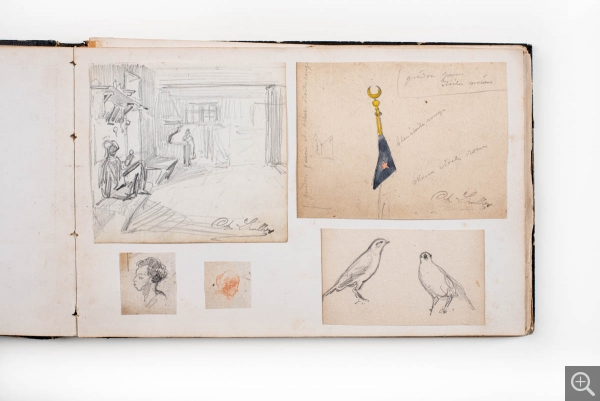 Charles LHULLIER dit aussi LHUILLIER (1824-1898), Album de dessins, vers 1859-1867, Crayon, lavis d'encre et d'aquarelle sur papier, 16 x 24 cm. Le Havre, musée d’art moderne André Malraux, achat de la ville, 2020. © MuMa Le Havre / Charles Maslard