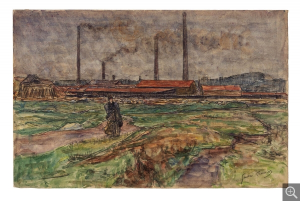 Gaston PRUNIER (1863-1927), Usine près du Havre, vers 1899, , 32.5 x 50.5 cm. . © MuMa Le Havre / Charles Maslard