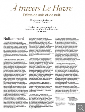 À travers Le Havre - Effets de soir et de nuit. Page 3. Mise en page © Elisa Barbier / ESADHaR