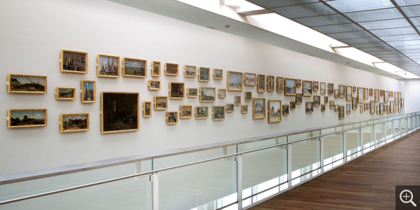 Interior view, wall of Boudin artworks (mezzanine). © MuMa Le Havre / Florian Kleinefenn