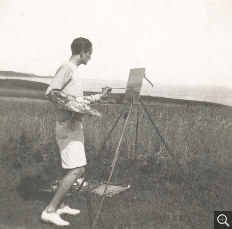 Reynold Arnould peignant au bord de la mer, 1939. Photographie. Collection Rot-Vatin
