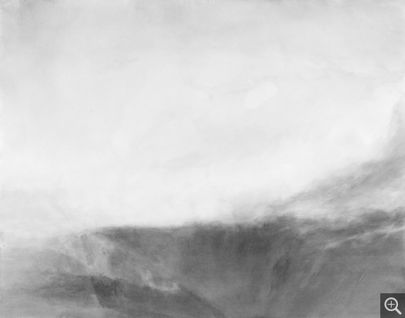 Jean-Bapstiste NÉE, Versant, brume, lumière, 2021, gouache sur papier marouflé sur toile, 89 x 113 cm. Courtoisie de l’artiste © ADAGP