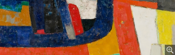 Maurice ESTÈVE (1904-2001), Noirlac, 1954, huile sur toile, 61 x 50 cm. Le Havre, musée d’art moderne André Malraux, dépôt du Centre National des Arts Plastiques, 1955. © 2005 MuMa Le Havre / Florian Kleinefenn © ADAGP Paris 2020