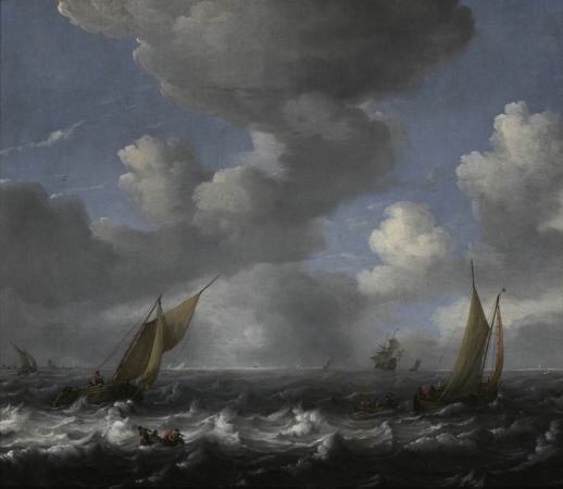 Ludolf  BACKHUYSEN (1630-1708), Seascape, 2nde moitié du XVIIe siècle, oil on canvas, 84.5 x 97.3 cm. . © MuMa Le Havre / Florian Kleinefenn