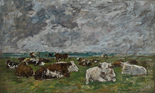 Eugène BOUDIN (1824-1898), Studies of Cows, ca. 1881-1888, oil on canvas, 43.1 x 69 cm. © MuMa Le Havre / David Fogel Eugène BOUDIN (1824-1898), Studies of Cows, ca. 1881-1888, oil on canvas, 43.1 x 69 cm. © MuMa Le Havre / David Fogel