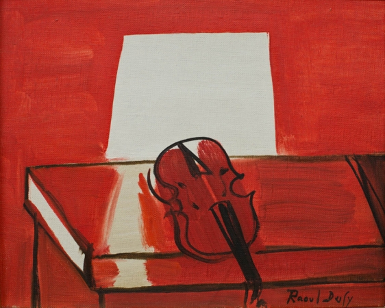 Raoul DUFY (1877-1953), The Red Violin, 1949, oil on canvas, 22.5 x 27.5 cm. © MuMa Le Havre / David Fogel — © ADAGP, Paris, 2013
