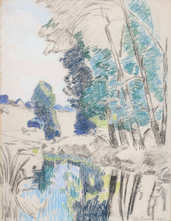 Armand GUILLAUMIN (1841-1927), Les Bords de l’Orge à Breuillet, 1895, pastel sur papier, 60 x 47 cm. © MuMa Le Havre / Charles Maslard