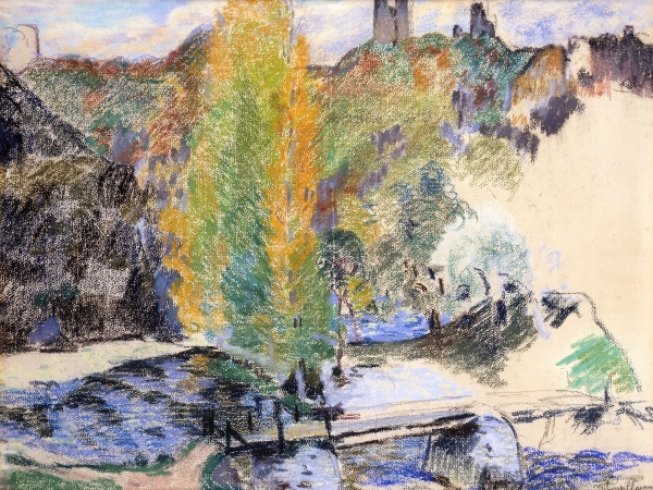 Armand GUILLAUMIN (1841-1927), Pont sur la Sédelle, Crozant, 1896, pastel sur papier, 47 x 60 cm. © MuMa Le Havre / Florian Kleinefenn