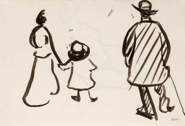 Albert MARQUET (1875-1947), Woman, Child and Man from Behind, ca. 1904, black ink on wove paper, 19.5 x 27.6 cm. © MuMa Le Havre / Charles Maslard