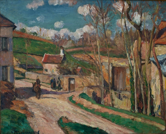 Camille PISSARRO (1831-1903), Un carrefour à l'Hermitage, Pontoise, 1876, huile sur toile, 38,5 x 46,5 cm. © MuMa Le Havre / David Fogel