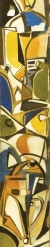 Reynold ARNOULD (1919-1980), Sans titre, grand totem automobile jaune, vers 1955, huile sur toile, 400 x 60 cm. Collection Rot-Vatin. © cliché S. Nagy