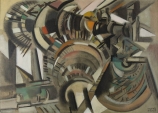 Reynold ARNOULD (1919-1980), Rotors (usinage), Le Bourget, circa 1958-1959, huile sur toile, 67,5 x 94,2 cm. Le Havre, musée d’art moderne André Malraux, don Marthe Arnould, 1981. © 2015 MuMa Le Havre / Charles Maslard