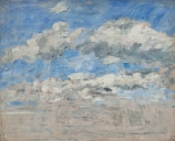 Eugène BOUDIN (1824-1898), Étude de nuages sur un ciel bleu, ca. 1888-1895, huile sur bois, 37 x 46 cm. © MuMa Le Havre / David Fogel