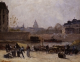Stanislas LÉPINE (1835-1892), La Seine avec vue du Panthéon, ca. 1884-1888, huile sur bois, 21,5 x 26,8 cm. © MuMa Le Havre / Florian Kleinefenn