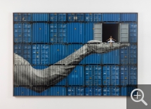 JR, Ballerina in Containers, on the Verge, Le Havre, France, 2021, Tirage photographique couleur, 153 x 228 cm . ©JR. Courtesy Perrotin