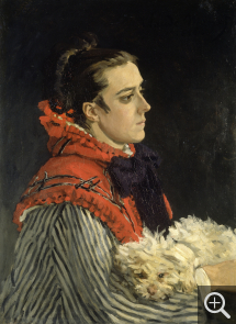 Claude MONET (1840-1926), Camille au petit chien, 1866, huile sur toile, 37 x 45 cm. 'Collection particulière. © Dominic Büttner