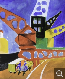 Hassan Massoudy, Grues, vers 1973-1974, gouache sur papier, 26 x 22 cm. Le Havre - musée d’art moderne André Malraux - don de l’artiste - 2024. ©MuMa Le Havre / François Dugué