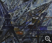 Charles NICOLLE, Les Grues, 1967, isorel (peinture à l'huile), 50 x 60 cm. Le Havre - musée d’art moderne André Malraux. ©MuMa Le Havre / François Dugué