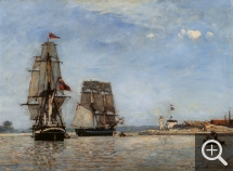 Johan Barthold JONGKIND (1819-1891), Bateaux dans le port de Honfleur, 1865, huile sur toile, 29 x 39 cm. 'Collection particulière. ©Wilson Graham
