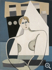 Marcelle CAHN, Femme et voilier, vers 1926-1927, huile sur toile, 66 x 50 cm. Strasbourg - musée d'Art moderne et contemporain (MAMC). ©Musées de Strasbourg - A. Plisson