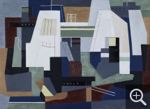 TOYEN (Maria Cermínová, Le Port, 1925, huile sur toile, 65 x 90 cm. national d’art moderne / Centre de Création Industrielle - en dépôt au musée des Beaux-Arts Paris - Centre Pompidou. Musée de Dijon. ©Musée des Beaux-Arts de Dijon/François Jay ©ADAGP - Paris 2025