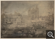 Anonyme, Marché du Neubourg, vers 1850, daguerréotype, 10,5 x 14,6 cm. Evreux - Archives départementales de l'Eure