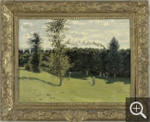Claude MONET, Train dans la campagne, vers 1870, huile sur toile, 50 x 65,3 cm. Paris - Musée d’Orsay - œuvre récupérée à la fin de la Seconde Guerre mondiale et confiée à la garde des musées nationaux en 1950. © RMN-Grand Palais (musée d'Orsay) / Hervé Lewandowski