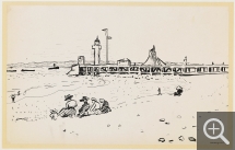 Albert MARQUET (1875-1947), La Jetée, femmes assises, s.d, encre de Chine sur papier, 21 x 33 cm. Besançon - Musée des Beaux-Arts et d’archéologie - dépôt du Centre Pompidou - MNAM/CCI - Paris (ancienne collection de George et Adèle Besson). © Besançon - musée des beaux-arts et d’archéologie/ P. Guénat