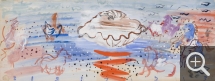 Raoul DUFY (1877-1953), Coquillage et chevaux. Étude pour le décor de la piscine du paquebot Normandie, 1935, gouache sur papier, 25 x 66 cm. Paris- Centre Pompidou - musée national d'art moderne - dépôt au musée d'art moderne André Malraux. ©MuMa Le Havre / Florian Kleinefenn