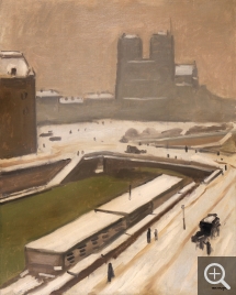 Albert MARQUET (1875-1947), Notre-Dame de Paris sous la neige, 1916, huile sur toile, 81 x 65 cm. Collection particulière - donation au MuMa par Messieurs Rogelio Martinez de Federico et Serge Sadry - sous réserve d'usufruit. © Courtoisie Galerie de la Présidence - Paris