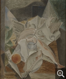 André MASSON (1896-1987), Nature morte avec poissons, ca. 1924, huile sur toile, 55 x 46 cm. Le Havre Musée d’art moderne André Malraux. MuMa Le Havre. © MuMa Le Havre / Florian Kleinefenn © Adagp Paris 2023