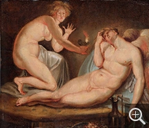 Nicolai ABILDGAARD (1743-1809), L’Amour et Psyché, huile sur carton, 31 x 35,5 cm. . © A. Leprince