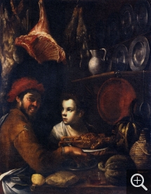 Felice BOSELLI (1650-1732), Cuisinier, servante et provisions, huile sur toile, 125 x 98 cm. Nancy, musée des beaux-arts. © mbaN / C. Philippot